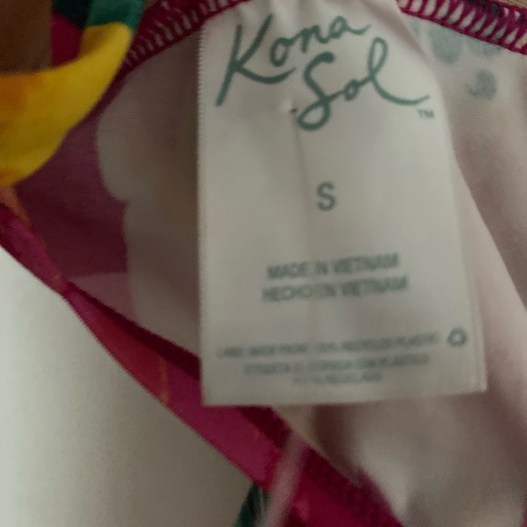 NWOT Kona Sol Pink Tropical Floral One Piece Bathing Suit Size Small - Picture 5 of 6